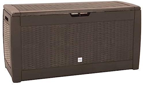 vidaXL Garden Storage Box in Timeless Brown - Spacious Outdoor Storage Solution, Lockable Lid for Dust Protection, Easy Carry Handle