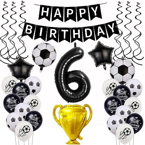 Fussball Luftballon 6 Jahr, Fußball Luftballon 6. Geburtstag, Fußball 6 Geburtstag Deko, 6 Ballon Fußball Deko, Geburtstagsdeko Jungen 6 Jahr Fußball, Fussball 6.Geburtstagsdeko Jungen
