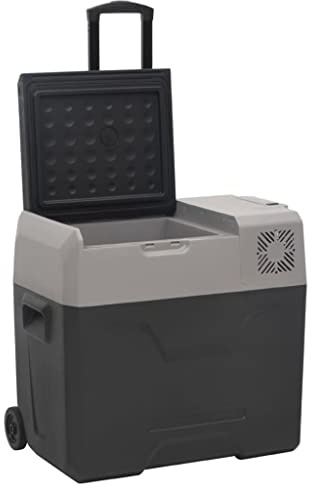 vidaXL Kühlbox mit Rollen und Adapter Schwarz & Grau 30 L Polypropylen