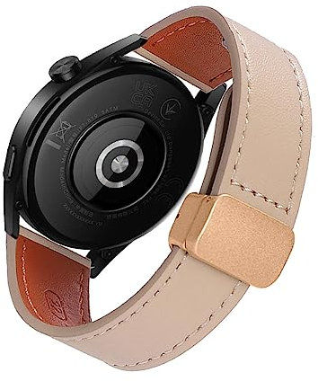 SABSEN Lederarmband für Huawei Watch GT3 42mm Armband, Magnetische Leder Ersatzarmband, Magnetische Mehrfache Farben Slim Leather Ersatzband Kompatibel mit Armband Huawei Watch GT3 42mm (I)