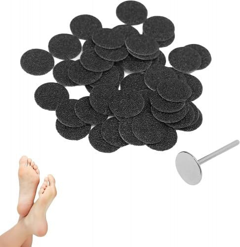 100 discos de papel de lija para lima de pies con 1 almohadilla de lija de eje de metal, broca de disco de lija de pedicura reemplazable (120 Grit)