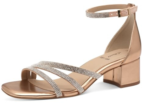 s.Oliver Damen Sandalen mit Absatz mit verstellbarem Riemchen Kleiner Absatz, Gold (Gold), 41 EU