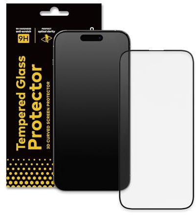 RhinoShield Displayschutz kompatibel mit [iPhone 15 Pro Max] | 9H 3D Gebogenes Edge to Edge Glas - Vollständige Abdeckung - Klarer & kratzfester Displayschutz