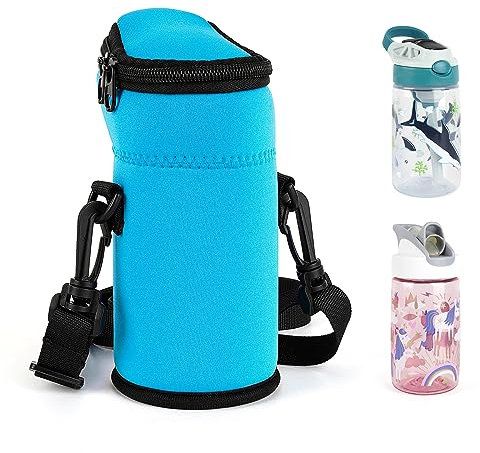 Linkidea Kids Water Bottle Carrier Bag Compatible with CamelBak 12oz/14oz, Contigo 14oz, Thermos 12oz, Insulated Neoprene Holder with Adjustable Straps, Water Bottles Sleeve Cover for Boys