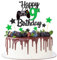 Joyeah Happy 9th Birthday Cake Topper Glitter Video Game Cake Pick Game On Cheers to 9 Years Cake Decoration for Game Theme Happy 9th Birthday Party Supplies Green