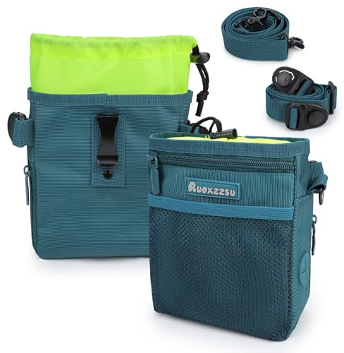 Ruoxzzsu Leckerlitasche für Hunde, Leckerlibeutel für Hunde, Tragbare Futterbeutel Hundetraining, Hände-freie Hundespaziergangstasche Snackbeutel (Lebendiges Blau)