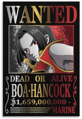 One Piece Wanted Poster Boa Hancock Kunstposter Leinwand Malerei Dekor Wanddruck Foto Zuhause Moderne dekorative Poster 60 x 90 cm