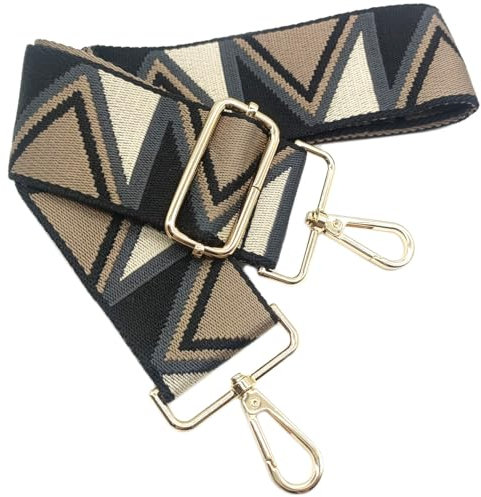 Verstellbarer Schultergurt Taschengurt Breit 5CM Khaki Schwarz Weiß Grau, Taschengurte Breit zum Wechseln mit Karabiner Gold, 80-130 cm Tragegurt Tasche für Damen Schulterriemen, Handtasche, 918