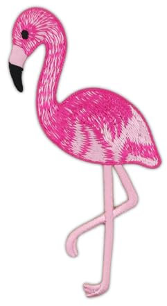 Flamingo Vogel Pink Aufnäher zum aufbügeln oder aufnähen Bügelbild Aufbügler für Kleidung gestickter Bügelpatch Applikation Patch Größe 5,3 x 10,1 cm