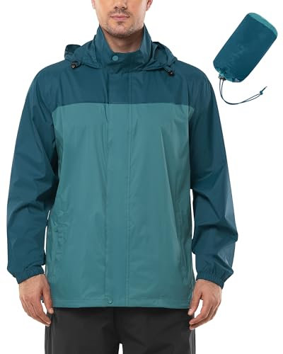 Outdoor Ventures Regenjacke Herren Wasserdicht Ultraleichte Dünne Faltbare Regenmantel Atmungsaktiv Fahrrad Regenjacke Sport Kadettblau/Nachtblau XL
