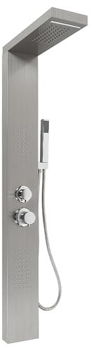 MUL-BOUTIQUE Colonne De Douche Hydromassante,Colonne De Douche Réglable Pour Modifier La Température Et Le Débit d'Eau,Système De Douche Thermostatique Avec Douche Et Cascade. (Argent-1,S2)