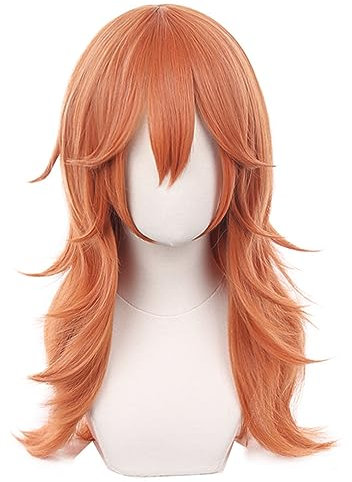 RiRaku Anime Cosplay Wig Angel Devil Orange Brown Long Halloween Costume Cosplay Wig,For Christmas Carnival Party