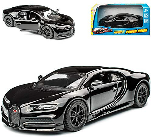 Generisch Bugatti Chiron Coupe Schwarz Ab 2016 mit Rückzugsmotor ca 1/43 Modell Auto