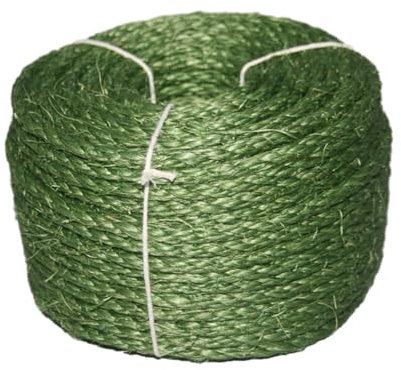 Gralara Corda di spago in sisal da 6 mm x 20 m per tiragraffi per Gatti Durevole Struttura da Arrampicata per Gatti Corda in sisal Fatta a Mano Artigianato, Verde