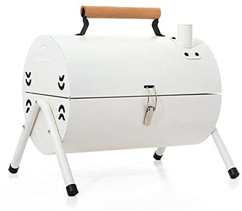 Alomejor Griglia per Barbecue Portatile a Carbone Senza Fumo, Barbecue a Doppia Faccia con Lamiera di Ferro Laminata a Freddo per Feste di Picnic in Campeggio (White)