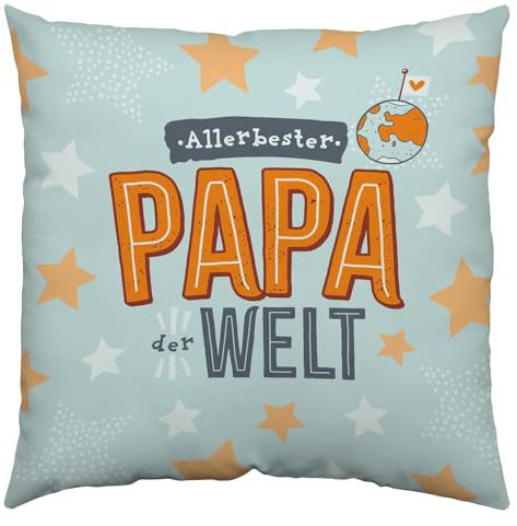 Gruss & CO Kissen mit Motiv Papa | Zierkissen, Baumwolle, 30 cm x 30 cm, klein, Kissen mit Spruch | Geschenk Vatertag, Männergeschenk, Geschenk Papa | 48781