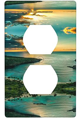 Sunrise Over Hawaii Print, exquisite Duplex-Steckdose, dekorative Wandplatte, Frontdruck-Design, langlebiges PC-Material, Standardgröße
