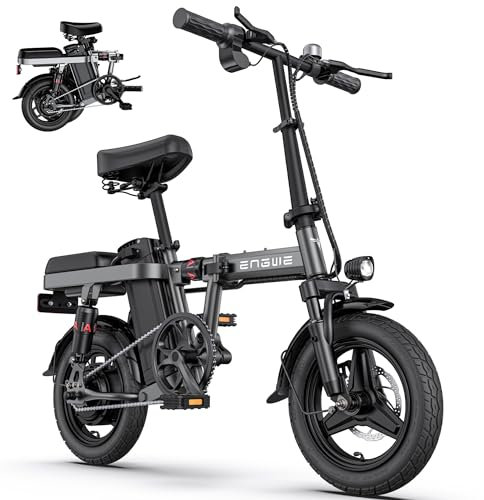 ENGWE T14 E-Bike Pieghevole, Batteria Rimovibile Da 48v 10ah E Motore Brushless Ad Alta Velocità, Autonomia Massima 55 Km, Con Display Elettronico Lcd, Freni A Disco Anteriori E Posteriori (Grigio)