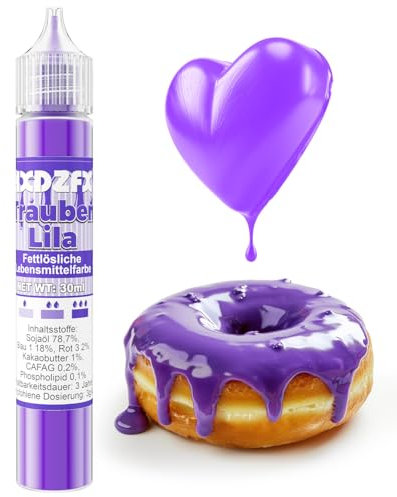 Fettlösliche Lebensmittelfarbe - 30ml Konzentrat Ölbasis Lebensmittelfarben für Schokolade, Lebensmittelfarbset Farbstoff für Tortendeko, Fondant, Buttercream, Backen, Kunsthandwerk (Lila)