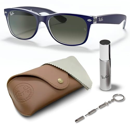 Ray-Ban RB2132 New Wayfarer JUEGO DE GAFAS DE SOL | Estuche exclusivo y kit de gafas | Matte Black on Transparent/Grey Gradient