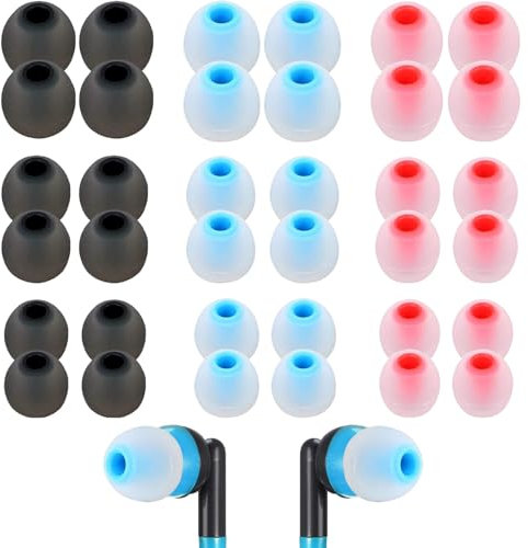 Silicone Earbuds Replacement Tips, 36 Pcs Earphone Buds Replacement, Silicone Earbud Tips - Replacement Earphone Buds with Excellent Noise Isolation and Comfort,Replacement Earbuds Tips. (36pcs-blue)
