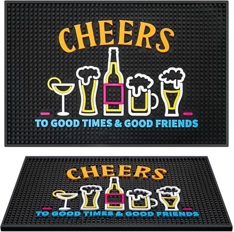 Preboun Bar-Matte, 30,5 x 45,7 cm, mit fluoreszierendem Muster, dickes Gummi, rutschfeste Bar-Matte für Kaffeestation, Küche, Restaurant