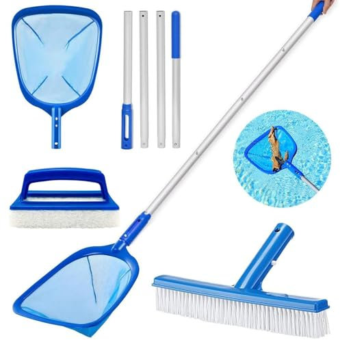 Recogehojas para Piscinas 187 cm,Red de Limpieza de Piscinas,Recogehojas Piscina Malla Fina,Kit Limpieza Piscina,Red Piscina Limpieza para Piscina,Spas,Estanques,Parque Acuatico