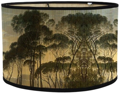 Zghhc Abat-Jour Tambour E27, Abat-Jour Vintage en Bambou, Motif Floral, Couvercle De Lampe pour Lustre, Luminaire Suspendu Au