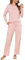 Bresdk Pigiama Donne Invernale in Cotone Lungo a Maniche Lunghe e Pantaloni Pigiami Due Pezzi da Donne con Tasche Rosa Bianco L
