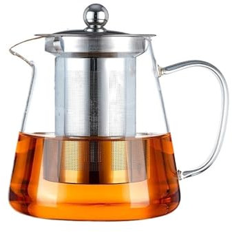 teteras Tetera de vidrio resistente al calor filtrable con filtro de acero inoxidable 304 que se puede calentar al fuego Tetera de vidrio transparente(750ml)