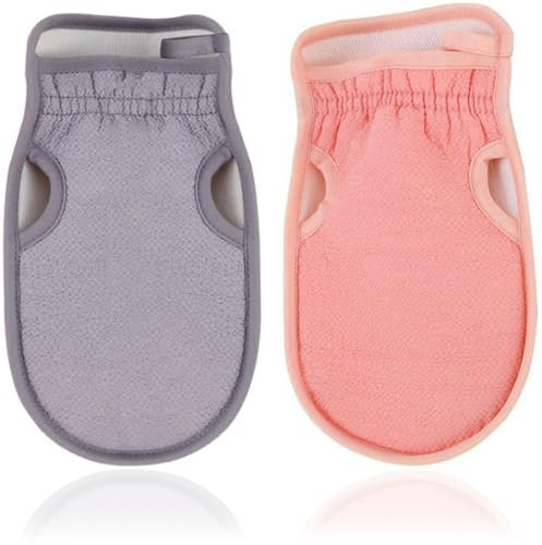 KOLZEMV 2 Stück Peelinghandschuh, Exfoliating Gloves, exfoliating gloves, peeling handschuh, peelinghandschuh, Hamam Handschuh Peeling, Massagehandschuh, Duschschwamm für Peeling & Body Scrub