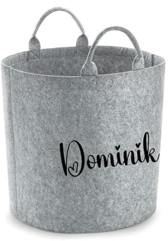 minimutz Aufbewahrungskorb Filz Kinderzimmer - Persopnalisiert mit Name - Filzkorb Kinder Spielzeugbox Wäschekorb - (hellgrau) M (40x40 cm)