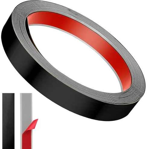 Zierleiste Schwarz Edelstahlband Selbstklebend 6M X 20MM Metallstreifen Zierleisten Selbstklebend Blechstreifen zum Abziehen und Aufkleben Wasserdichte für Wand Tür Möbel Spiegelrahmen Decke Auto