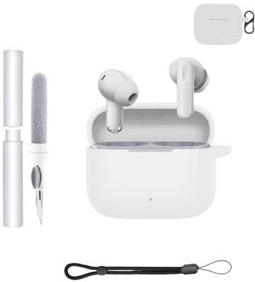 Silicone Protective Case for OPPO Enco Air4i Earbuds,Waterproof,Shockproof,Anti-scratch,Washable & With Cleaning Pen Hanging Clip,White