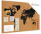 ALLboards Korktafel WELTKARTE, rahmenlos, 90x60 cm Korktafel Korkwand Pinnwand Kork