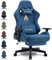 Symino Chaise Gaming Ergonomique et Fauteuil Gamer avec Repose-Pieds Télescopique Coussin à Ressorts, Support Lombaire et Hauteur Réglable 200kg (Faux Daim, Bleu)