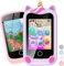 Kinder Handy, Smartphone für Mädchen Jungen, 28 Zoll großer Touchscreen telefon uhr kinder mit 16 Spiele Anruf SOS Kamera Musik Schrittzähler Wecker, kinderhandy 4-9 Jahre Geschenke (Rosa 02)