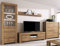 Generisch furniture24 Wohnwand Sky, Riviera Eiche, 7 Türen, Vitrine mit Highboard und Lowboard