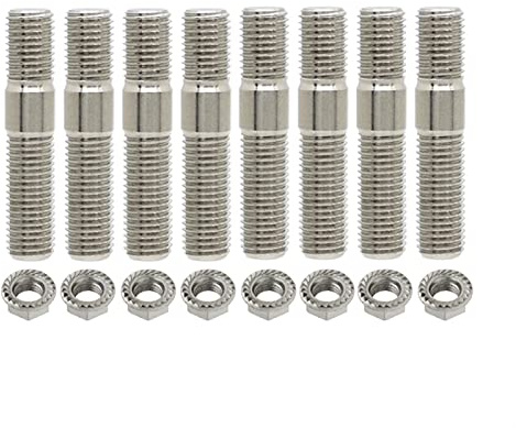 Vis de Roue,Jeu de Goujons de Roue 10mm m10 x 1,25 Goujons d'échappement boulons de boulons de boulons de boulons en Acier Inoxydable(8sets)