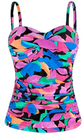 Ocean Blues Top da Tankini Donna Controllo Pancia Arricciato, Solo Top