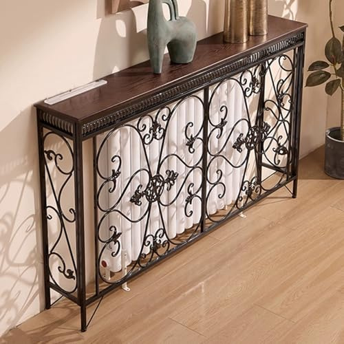 LXRHLIKG Cache-radiateur Moderne en Fer, Meuble Cache Radiateur Décoratif Chauffant, Motif Creux, Étagère de Rangement pour Salon et Chambre à Coucher(Black,120x90cm/47x35in)