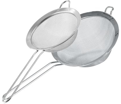 Fackelmann Set 2 Colini a rete fina, in acciaio inossidabile, colini da cucina 10 e 15 cm, per lavare e colare riso, cereali, quinoa, setaccio per farina, zucchero, spezie, lavabili in lavastoviglie
