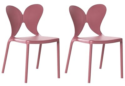 Beliani Gartenstühle 2er Set Kunststoff rosa Schmetterlingsform Esszimmerstühle Larissa