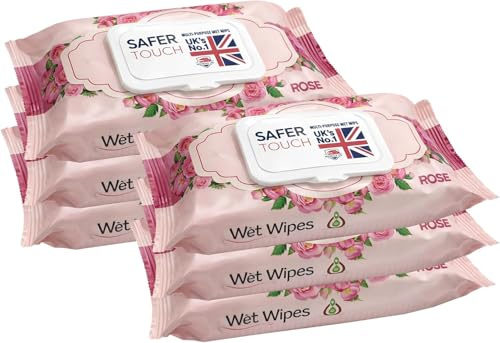 Big Dealz Safer Touch Wet Wipes, Rose Scented, 80 Wipes x 6 Packs, Alcohol Free