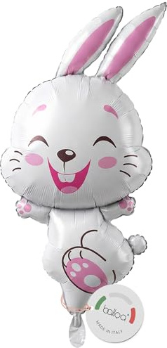 balloa Folienballon XXL Tanzender Osterhase, Osterdeko, 87 cm | Tanzender Osterhase in Weiß, XXL, heliumgeeignet, ungefüllt, Osterdeko für Frühlingsfeier und Kindergeburtstag
