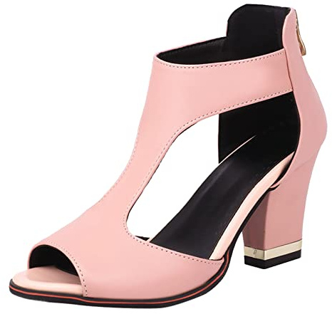Uwdiohq Sandali Tacco Alto Con Spesso Estivi Suola Spessa Stivali Bocca Di Pesce Cerniera Posteriore Sexy (Pink, 38) Scarpe Donna Alti Da Slingback Oro Primadonna Gioiello Eleganti Verdi Estive