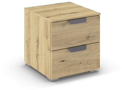 Rauch Möbel ADITIO, Nachttisch, Farbe Eiche Artisan, Maße 40x42x42 cm | Nachtkommode im modernen Look, 2 Schubladen, Soft-Close, für Schlafzimmer, Jugendzimmer, Kinderzimmer, Gästezimmer
