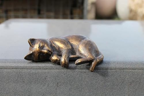 Natursteinzentrum Rhein Main Katze schlafend aus Bronzeguß KLEIN | für Kante