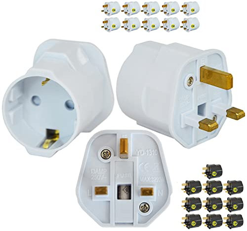 ADATTATORE PRESA INGLESE ADATTATORE PRESA DA INGLESE A ITALIANA adattatore da inglese a italiano (10 Prese, Bianca)