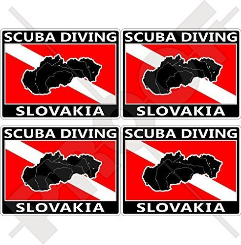 SLOWAKEI SCUBA DIVING Flagge-Slowakische Kartenform 50mm Rechteckige Auto & Motorrad Aufkleber, x4 Vinyl Stickers
